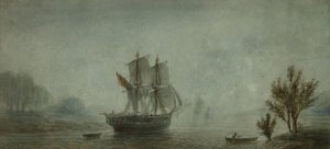 Kustlandschap met zeilboten
